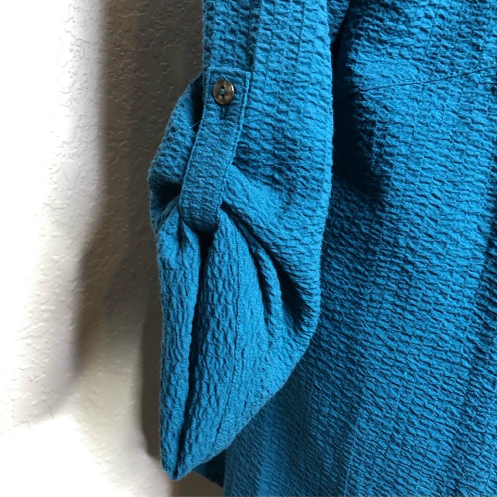 Soft Surroundings Marianna peacock teal blue button down tunic top Small NWT - Picture 12 of 13